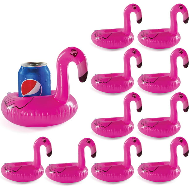 12 Pcs Flamingo Inflatable Floats Drink Cup Holder For Summer Pool Party US New